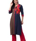 Brown printed rayon ethnic-kurtis