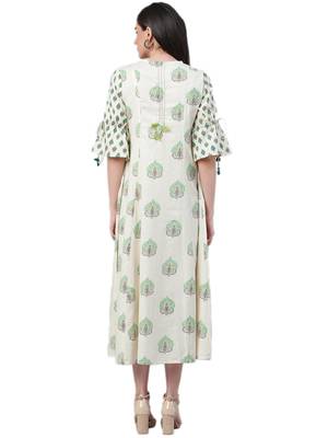 Off-white printed cotton long-kurtis 2