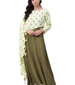 Lemon printed rayon long-kurtis