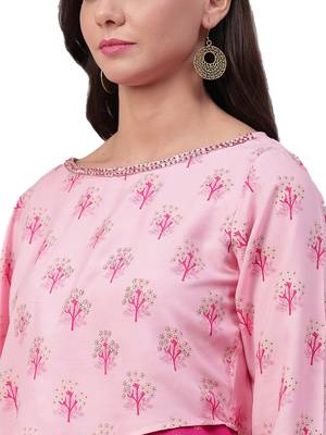 Pink printed rayon long-kurtis 4