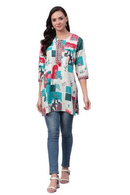 White printed liva ethnic-kurtis 1