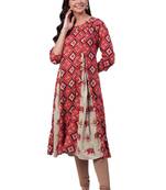 Brown printed rayon ethnic-kurtis