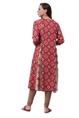 Brown printed rayon ethnic-kurtis 2