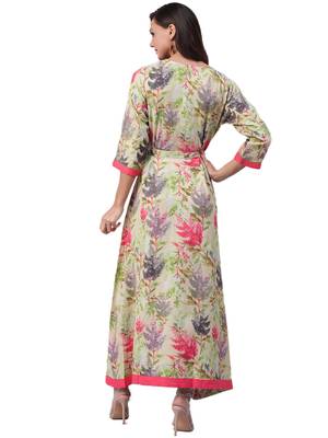 Cream printed rayon long-kurtis 2