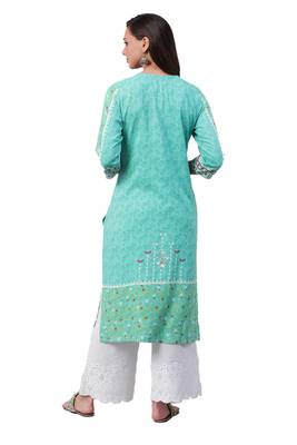 Green printed rayon ethnic-kurtis 2