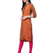 Red printed rayon ethnic-kurtis