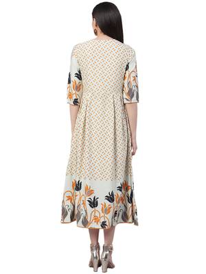 White printed cotton long-kurtis 2