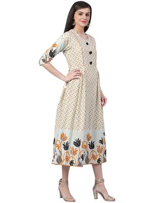 White printed cotton long-kurtis 3