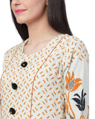 White printed cotton long-kurtis 4