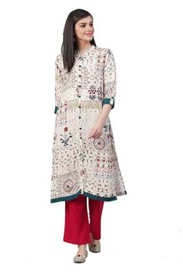 White printed rayon ethnic-kurtis 1