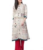 White printed rayon ethnic-kurtis