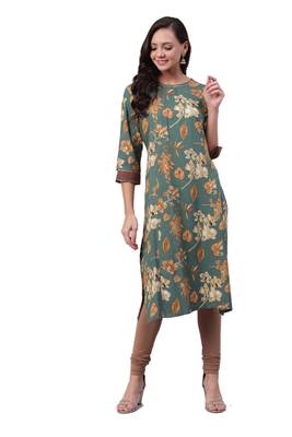 Grey printed rayon ethnic-kurtis 1