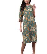 Grey printed rayon ethnic-kurtis
