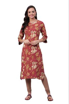 Mauve printed rayon ethnic-kurtis 1