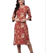 Mauve printed rayon ethnic-kurtis