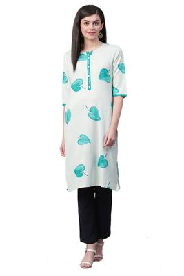 White printed rayon ethnic-kurtis 1