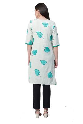 White printed rayon ethnic-kurtis 2