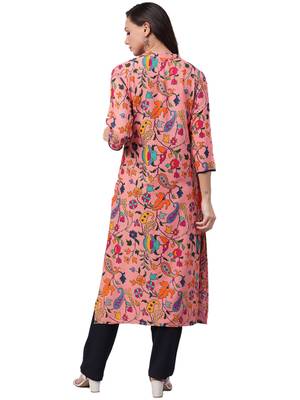 Peach printed rayon ethnic-kurtis 2