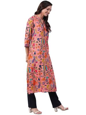 Peach printed rayon ethnic-kurtis 3