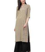 Beige printed rayon ethnic-kurtis