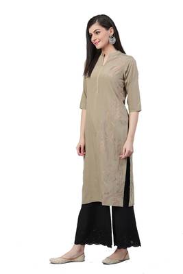 Beige printed rayon ethnic-kurtis 3