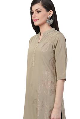 Beige printed rayon ethnic-kurtis 4