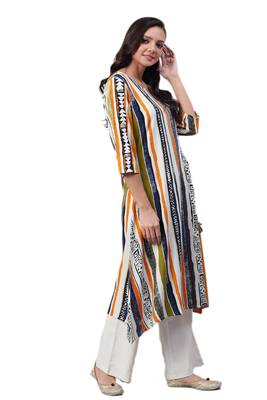 Mustard printed rayon ethnic-kurtis 3