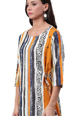 Mustard printed rayon ethnic-kurtis 4