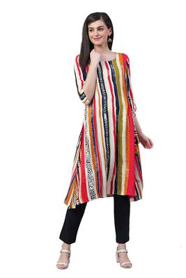 Red printed rayon ethnic-kurtis 1