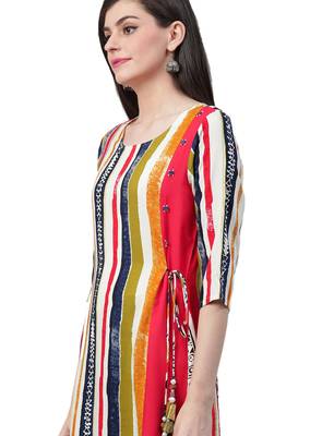Red printed rayon ethnic-kurtis 4