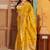Yellow woven silk blend saree with blouse