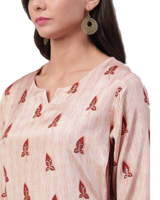 Light-peach printed liva long-kurtis 4