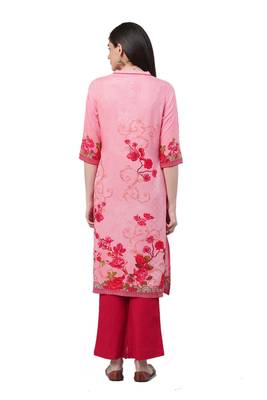 Pink printed liva ethnic-kurtis 2