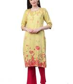 Lime printed liva ethnic-kurtis