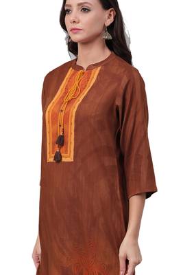 Brown printed liva ethnic-kurtis 4