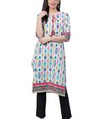 White printed liva ethnic-kurtis