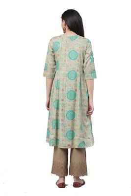 Beige printed liva ethnic-kurtis 2