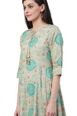 Beige printed liva ethnic-kurtis 4