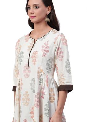 White printed cotton ethnic-kurtis 4
