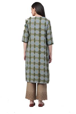Olive printed rayon ethnic-kurtis 2