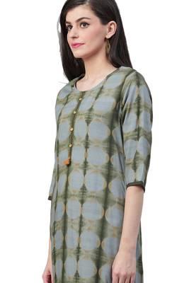 Olive printed rayon ethnic-kurtis 4