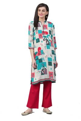 White printed liva ethnic-kurtis 1