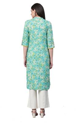 Sky-blue printed liva ethnic-kurtis 2