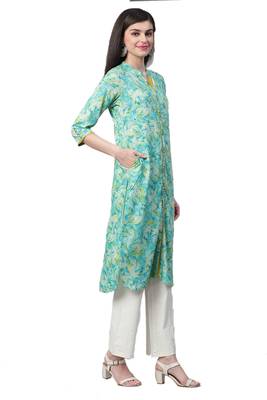 Sky-blue printed liva ethnic-kurtis 3