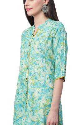 Sky-blue printed liva ethnic-kurtis 4