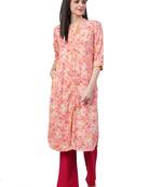 Pink printed liva ethnic-kurtis