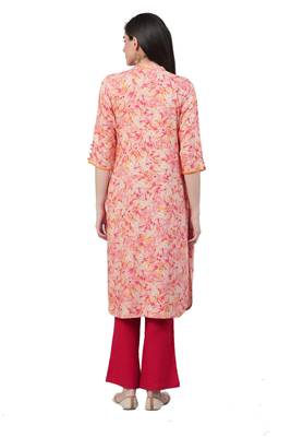 Pink printed liva ethnic-kurtis 2