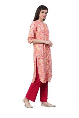 Pink printed liva ethnic-kurtis 3