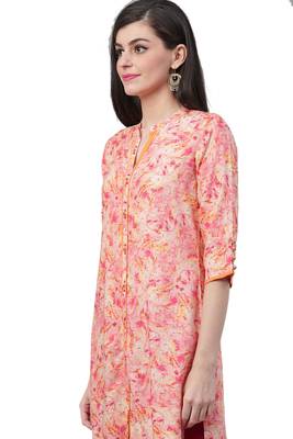 Pink printed liva ethnic-kurtis 4