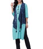 Blue plain liva ethnic-kurtis